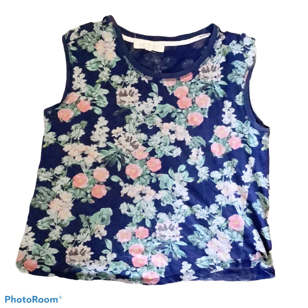 Pink Rose Navy Floral Crop Top Size L